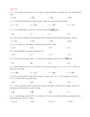 Toán 12 - Bài tập thể tích